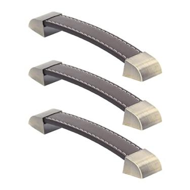 Imagem de Puxador de Gaveta, Porta de Armário Puxador de Couro Look Elegante para Cômodas (Marrom)