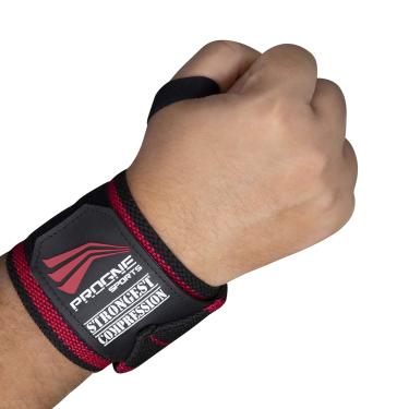 Imagem de Munhequeira Protetor de Punho para Crossfit Strongest - Preto/Vermelho - Par