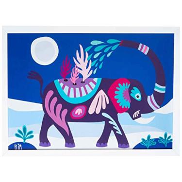 Imagem de Arte Maníacos Quadro Decorativo Elefante Plim Azul - 46x32,5cm (Moldura em laca branca)
