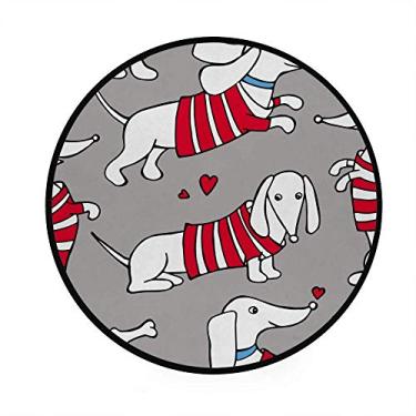 Imagem de Tapete de área para cachorro dachshund cardigã marrom decoração de casa tapete redondo para sala de estar quarto tapete antiderrapante tapete de chão macio diâmetro 92 cm