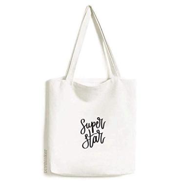 Imagem de Bolsa de lona com citação Super Star Art Deco, bolsa de compras casual