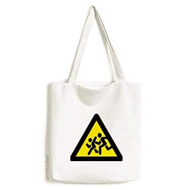 Imagem de Símbolo de aviso amarelo preto perseguição triângulo proibido bolsa de compras bolsa casual bolsa de mão