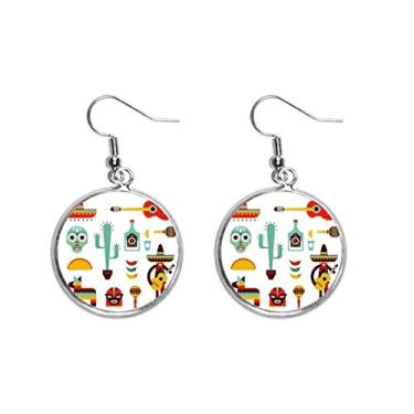 Imagem de Brinco feminino Sombrero Tequila para guitarra Chili México Elment com pingente de prata