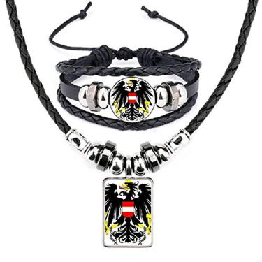 Imagem de Conjunto de joias de pulseira de couro country com emblema nacional da Áustria