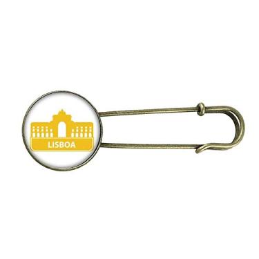 Imagem de Lisboa Portugal broche de metal retrô marco amarelo joia