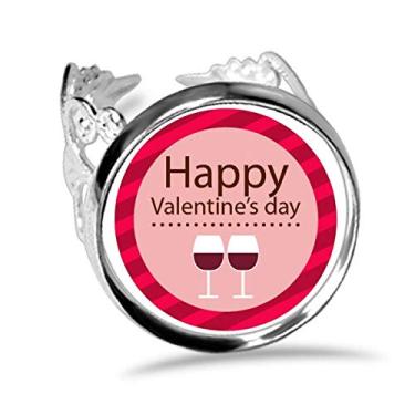 Imagem de DIYthinker Anel de óculos rosa Happy Valentine's Day ajustável amor casamento noivado