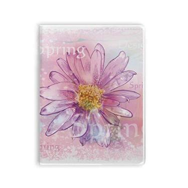 Imagem de Caderno de flores de crisântemo em aquarela rosa capa de goma Diário capa macia