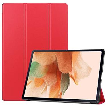 Imagem de FTRONGRT Capa para tablet Samsung Galaxy Tab S7 FE, capa ultrafina e leve, capa de couro de poliuretano de qualidade premium para tablet Samsung Galaxy Tab S7 FE – vermelha