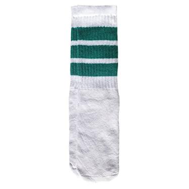 Imagem de Meias SkaterSocks de 35,5 cm para crianças, White /Teal Stripes Style 1, 14