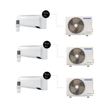 Imagem de Kit Ar Condicionados 3x9.000 Btu Sem Vento Samsung  WindFree Quente e Frio (220V)
