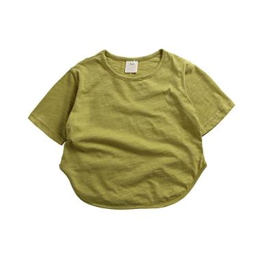 Imagem de Dry Fit Camisa sem mangas meninos crianças meninas meninos curto clássico solto manga curta macia camiseta lisa, Verde menta, 9 meses