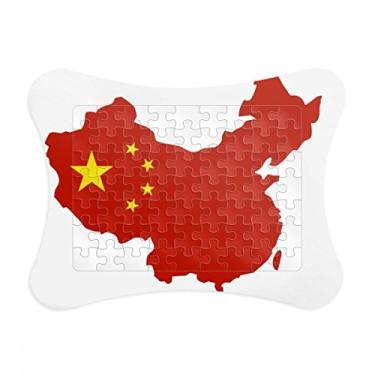 Imagem de Moldura de quebra-cabeça de bandeira nacional feita na China com mapa da China, ornamento de quebra-cabeça