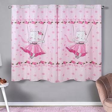 Imagem de Cortina Para Quarto Infantil 2,00 x 1,50m Menina Bailarina Safari Rosa Unicornio Nenem Janela Padrão Princesa (Gata Bailarina)