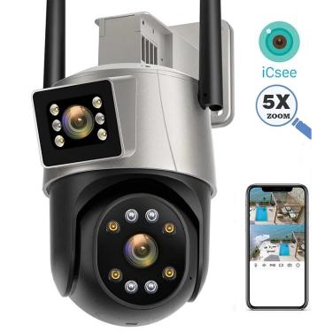 Imagem de Câmera de Segurança 2 em 1 Abuntu Camera Fixa + Móvel, Zoom, Giro, wifi, Visão Noturna e Resistente a Água