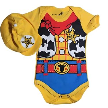 Imagem de Kit Body bebê mesversário fantasia woody + boina meninos temático personalizado (Tamanho P)