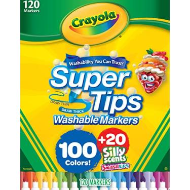 Imagem de Crayola Conjunto de marcadores Super Tips, 100 marcadores laváveis para crianças, 20 marcadores perfumados, marcadores coloridos a granel, presente para crianças [exclusivo da Amazon]