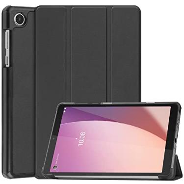 Imagem de Capa de tablet para Lenovo Tab M8 4ª geração TB-300FU Capa de tablet inteligente com três dobras, capa dura para PC traseira capa fina multi ângulos de visão suporte capa rígida fólio (cor: preto)