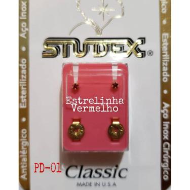 Imagem de Brinco Studex Classic 2Mm Tiffany Vermelho Pequeno Dourado