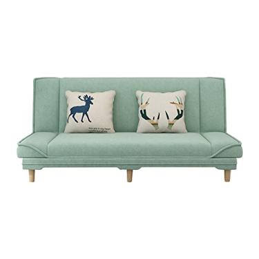 Imagem de Sofá fácil de moda, sofá de tecido confortável, sofá de tecido de perna de madeira natural, sofá vivendo sozinho, sofá moderno escandinavo, sofá de quarto, sofá de cadeira para 2 a 3 pessoas, verde