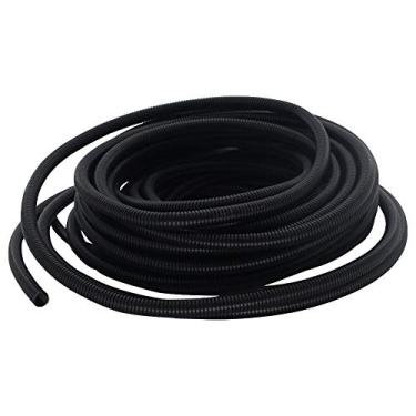 Imagem de Bettomshin 1 peça 1 tubo ondulado de identificação de 1,9 m de comprimento, 0,39 polegadas, conduíte, tubo de fole flexível não dividido polipropileno polipropileno para lagoa capa de cabo de ar condicionado líquido manga preta