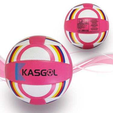 Imagem de Bola De Voleibol Rosa E Branco Colorida Tamanho Oficial
