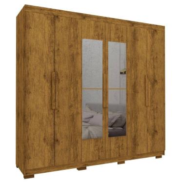 Imagem de Guarda Roupas Casal com Espelho 6 Portas 2 Gavetas Império Naturale Gelius