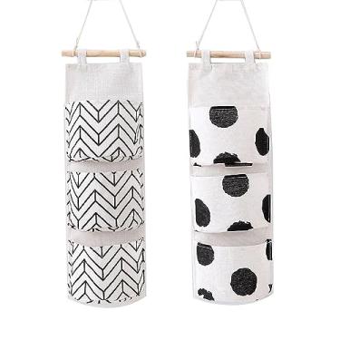 Imagem de Leadigol 2 bolsas de armazenamento para pendurar na parede, bolsa de armazenamento para pendurar na porta, organizador de armário pendurado na parede, organizador de parede de tecido de algodão de