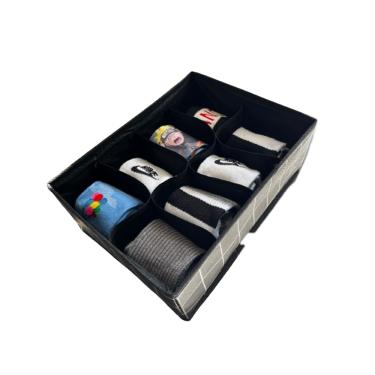 Imagem de Caixa Organizadora Multiuso Dobrável C/ 8 Divisórias Organizador de Roupa Armário e Gaveta Otimizador de Espaço