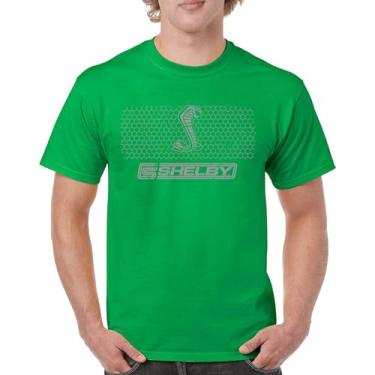 Imagem de Camiseta masculina Shelby logotipo Honeycomb Grille Mustang Cobra GT Muscle Car GT500 GT350 Performance Powered by Ford, Verde, 4G