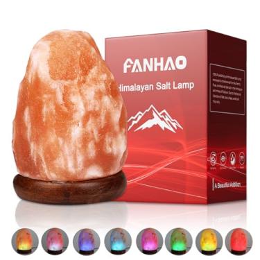 Imagem de FANHAO Lâmpada de sal do Himalaia com 8 cores que mudam, luz de sal de cristal 100% natural que brilha à mão para iluminação, decoração e presente