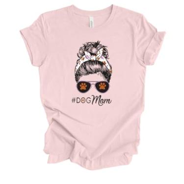 Imagem de Camiseta Hashtag Dog Mom Mother's Day Furmom Dog Lover Pet Parent manga curta feminina estampada, Rosa macio, 4G
