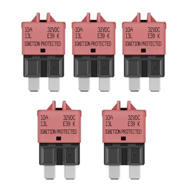 Imagem de LENKRAD Disjuntores ATS de perfil baixo, 10 Amp 5 peças, vermelho, 12 V - 28 V CC (10 A)