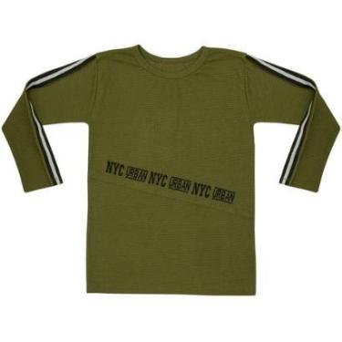 Imagem de Camiseta Juvenil Look Jeans Longline Verde - VERDE - 10-Masculino