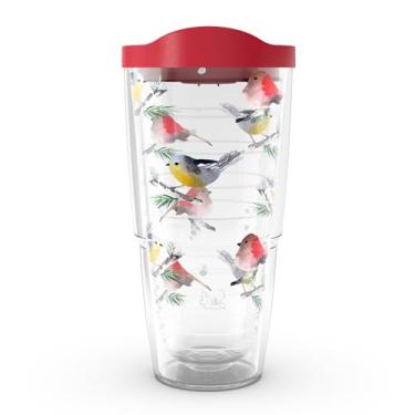Imagem de Tervis Copo de viagem com isolamento térmico de parede dupla Sara Berrenson Chickadee, feito nos EUA, mantém as bebidas frias e quentes, 680 ml, clássico