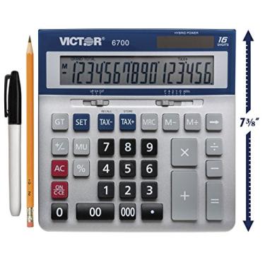 Imagem de Victor Calculadora de mesa de 16 dígitos, prata, azul