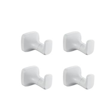 Imagem de Conjunto de hardware para banheiro branco, gancho para roupão, barra de toalha, prateleira de vidro, suporte para papel de tecido, escova de dentes, acessórios de banheiro, 4 peças de ganchos par