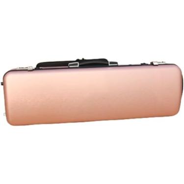 Imagem de Estojo para violino 4/4 tamanho completo Casca dura de fibra de carbono de alta resistência Alças duráveis ​​Armazenamento interno com alças de mochila Bolsa para partituras, ouro rosa, trav