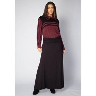 Imagem de Saia Longa Malha SAZ Preta - Único-Veste 38 ao 48-Feminino