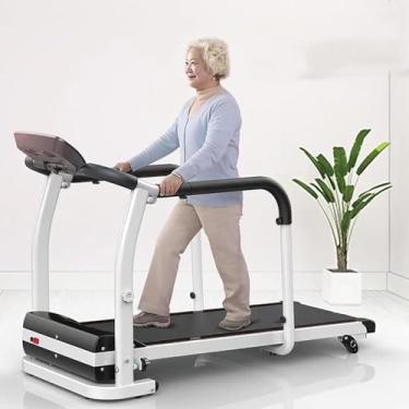 Imagem de Máquina de caminhada dobrável para idosos, esteira elétrica de reabilitação com corrimãos de segurança e display LED, para exercícios físicos em casa, recuperação de membros, treinamento int