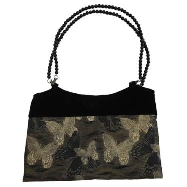 Imagem de Bolsa de mão borboleta dourada preta para mulheres, bolsa de ombro leve para festas de compras diárias, A