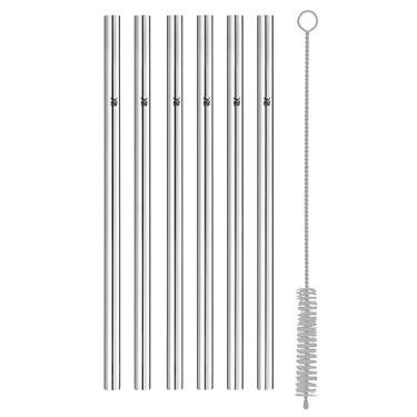 Imagem de WMF Baric Metall Strohhalm-Set 7-teilig, 6 Trinkhalme gerade + 1 canudo Reinigungsbürste ecológico, reutilizável para bebidas quentes e frias
