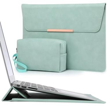Imagem de HYZUO 15 Polegadas Capa para Notebook com Recurso de Suporte para MacBook Air 15.3/15 M3 A3114 M2 A2941 2024-2023, 15" Surface Laptop 5/4/3, MacBook Pro 15 A1990 A1707 2019-2016, Verde menta(Sorriso)
