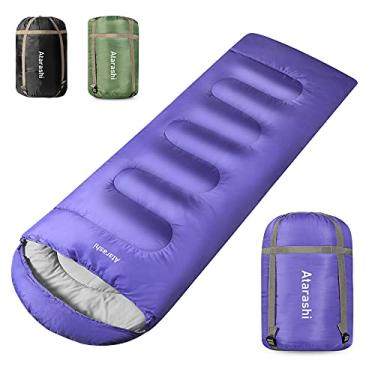 Imagem de Atarashi Sacos de dormir para adultos, sacos de dormir femininos para acampamento, caminhada e ao ar livre, 3-4 estações, clima frio quente, leve, portátil, roxo tamanho grande com saco de compressão,