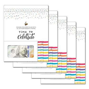 Imagem de ZipGifts Cartão de aniversário | Suporte de dinheiro aberto com zíper e janela de plástico transparente para dinheiro, cheque e vale-presente (aniversário | Woo Hoo | Pacote com 5)