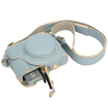 Imagem de Bowan Capa para câmera G7X Mark II/III - Bolsa protetora vintage de couro PU DSLR com alça de ombro (azul)