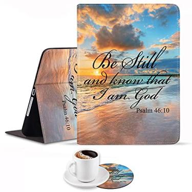 Imagem de ZOXOHO Capa para iPad 10.2 (20202019) iPad Air 10.5 2019, citação cristã, versículo bíblico, salmo 46:10, suporte ajustável, capa inteligente WakeSleep, iPad 10.2, 8ª geração, iPad Air 10.5 2019 com