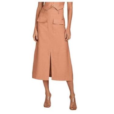 Imagem de Saia Feminina Lado Avesso Midi Laranja Queimado - L12507-Feminino