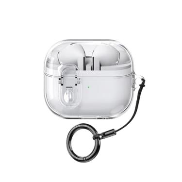 Imagem de Keminsung Capa compatível com Samsung Galaxy Buds 3 / Galaxy Buds 3 Pro, material TPU, fones de ouvido à prova de choque, capa protetora portátil com mosquetão (transparente)