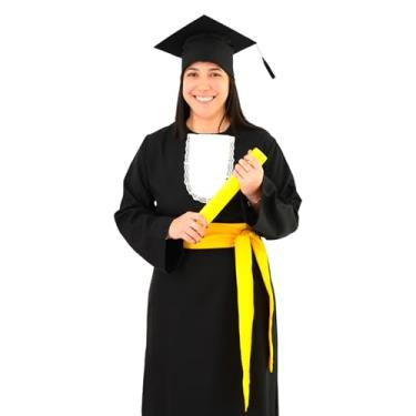 Imagem de Conjunto de Formatura Completo, Beca, Capelo, Jabô, Faixa e Canudo (Amarelo, Infantil 01)