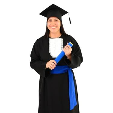 Imagem de Conjunto de Formatura Completo, Beca, Capelo, Jabô, Faixa e Canudo (Azul, Infantil 01)
